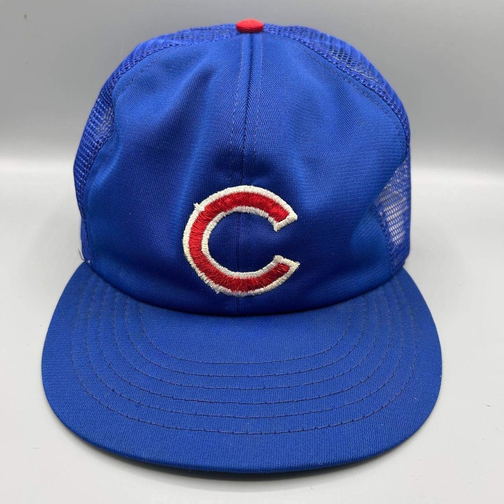 Vintage Chicago Cubs‎ Trucker Hat Men Large Blue MLB Annco Snap Back Cap